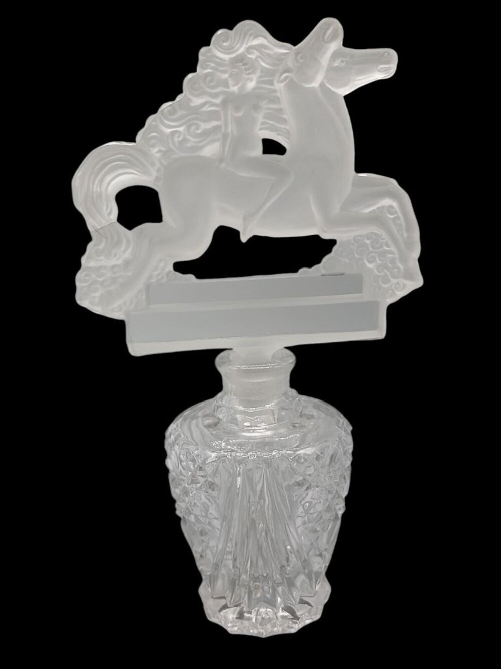 Lady Godiva Crystal Perfume Bottle Czechoslovakia Nude Horseback Stopper 1930s - Picture 4 of 16